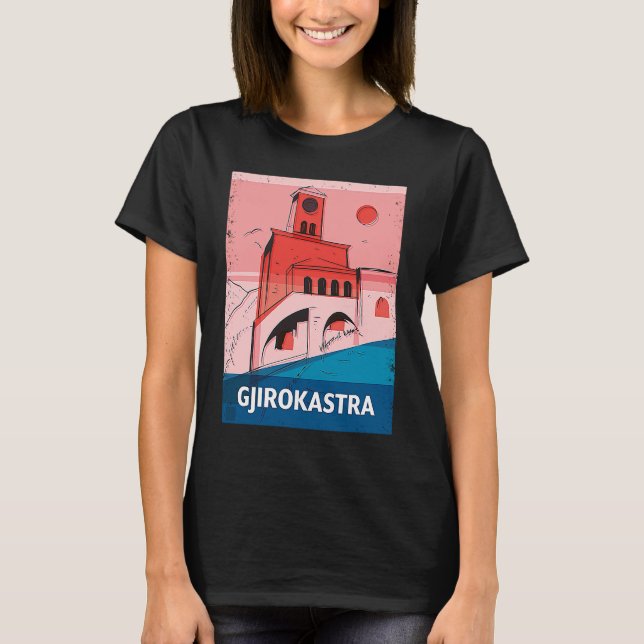 Camiseta Gjirokastra Albania City Skyline Silhouette Outlin (Anverso)