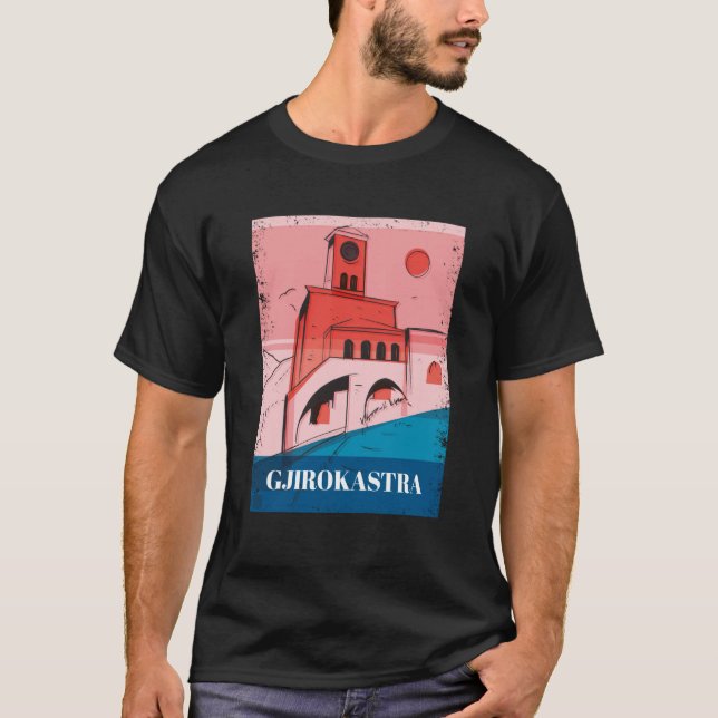 Camiseta Gjirokastra Albania City Skyline Silhouette Outlin (Anverso)