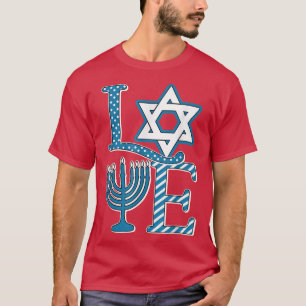 Camiseta gJLb Love Hanukkah Happy Hanukkah Menorah Jewish L