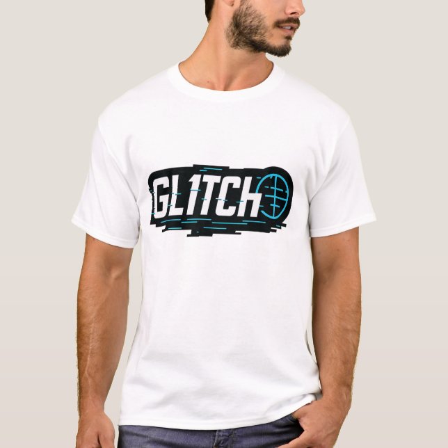 Camiseta GL1TCH | Logo tecnológico moderno para marcas futu (Anverso)