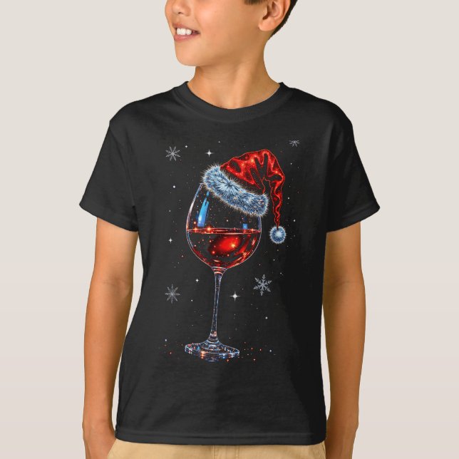Camiseta Gl Of Red Wine Santa Hat Christmas 2025 Women Men  (Anverso)