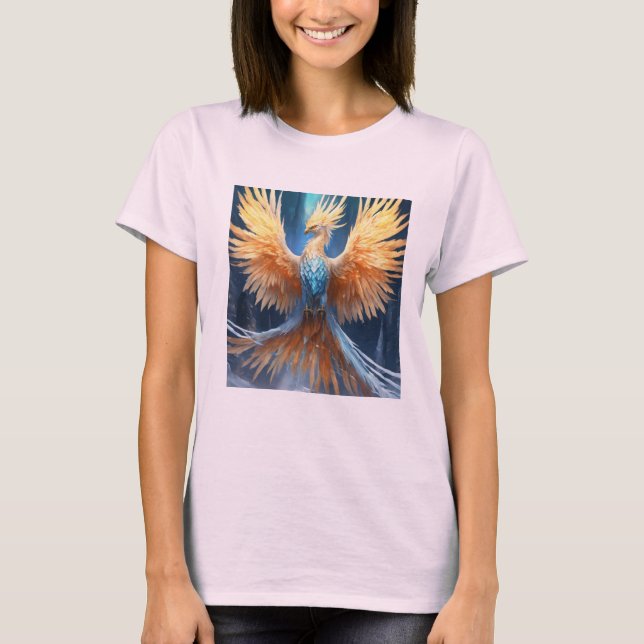 Camiseta "Glacial Splendor: Majestuoso Fénix de Hielo" (Anverso)