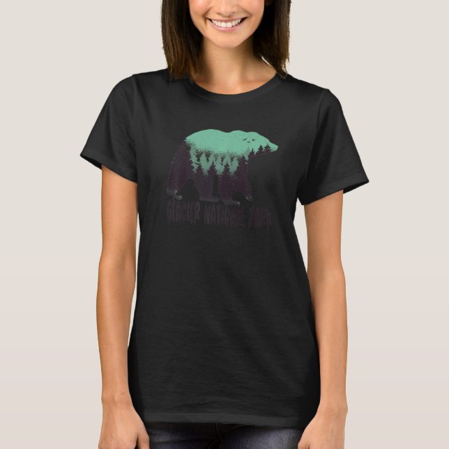 Camiseta Glaciar Parque Nacional de Ee.Uu. Árboles de osos  (Anverso)