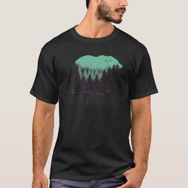 Camiseta Glaciar Parque Nacional de Ee.Uu. Árboles de osos  (Anverso)