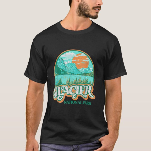 Camiseta Glacier National Park Montana Retro 80's Chill Gra (Anverso)