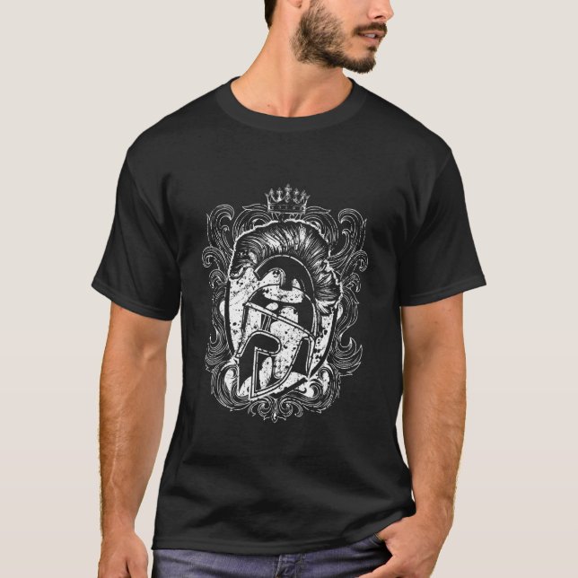 Camiseta Gladiator Helmet Shield Spartan Workout Warrior Gr (Anverso)