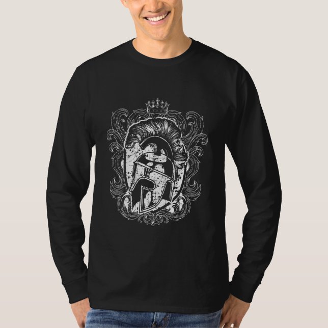 Camiseta Gladiator Helmet Shield Spartan Workout Warrior Gr (Anverso)