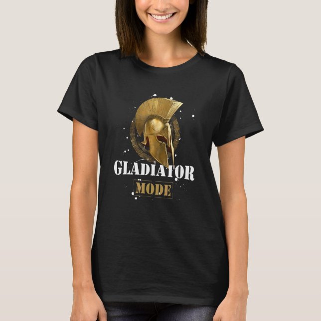 Camiseta Gladiator Mode Spartan Helmet  Motivation Gym Work (Anverso)