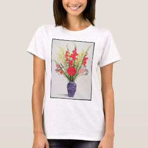Camiseta Gladiolos de los lirios tigrados y escabioso en un
