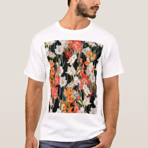 Camiseta Gladiolus multicolor: acuarela de fondo negro