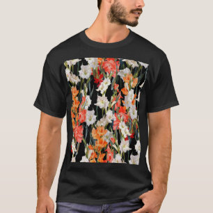 Camiseta Gladiolus multicolor: acuarela de fondo negro