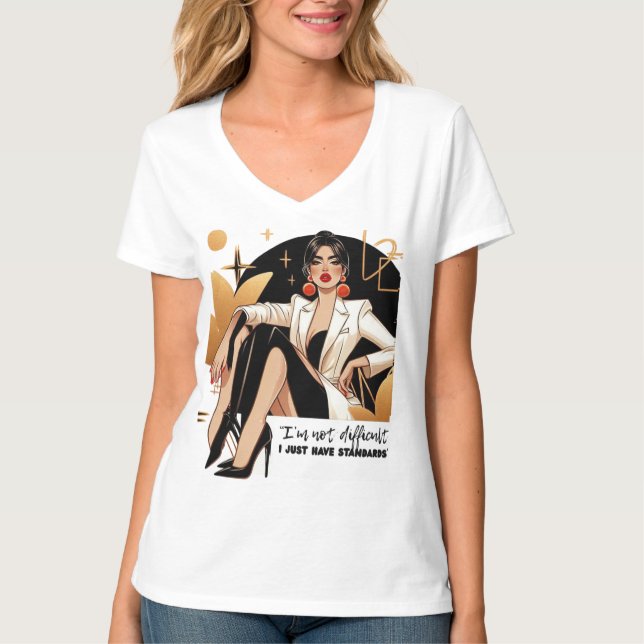 Camiseta Glam Attitude – I Just Have Standards (Anverso)
