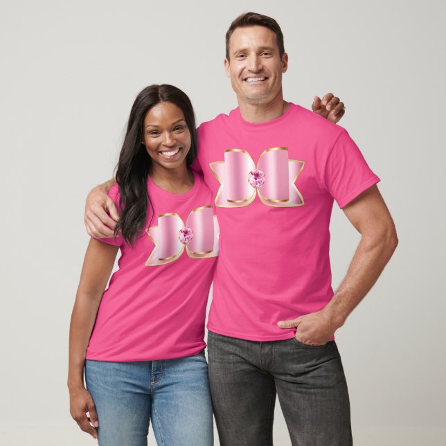 Camiseta Glam Bow rosa con piedra angular (Unisexo)