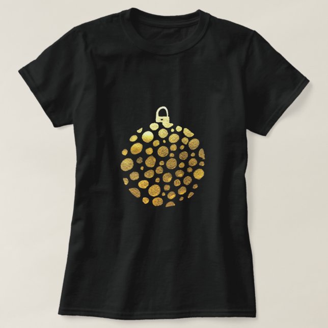 Camiseta Glam de Navidades baubles de oro (Diseño del anverso)