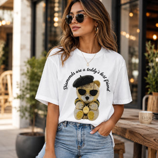 Camiseta Glam Diamond Teddy Bear Fashion Women's T-Shirt