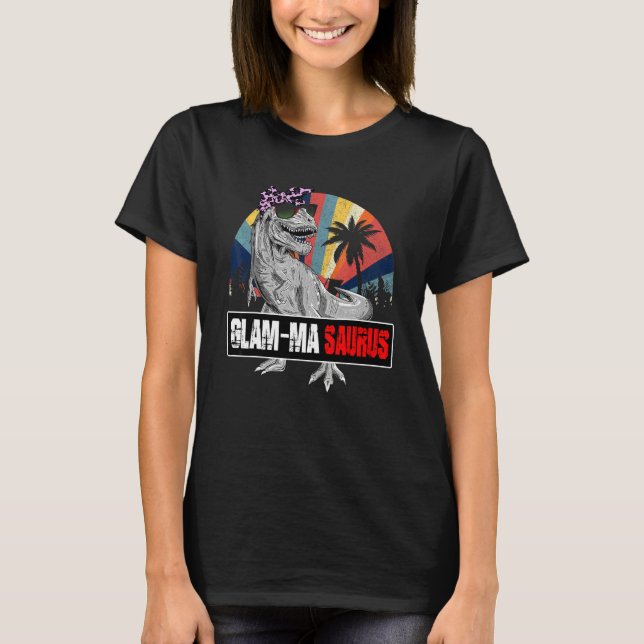 Camiseta Glam Masaurus Rex Dinosaur Glam Mamáes Saurus Fami (Anverso)