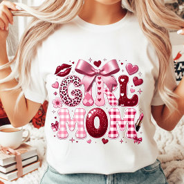 Camiseta Glam Mother's Day Gift Girl Mom Retro Leopard Pink