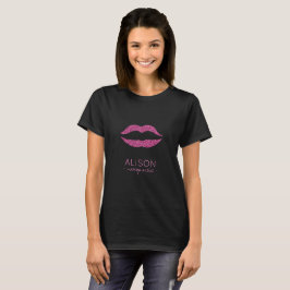 Camiseta Glam negro purpurina rosa caliente gran artista de
