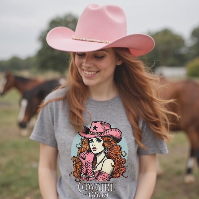 Camiseta Glam Pink Coquette Rodeo Diva (Cowgirl Glam Pink Coquette Rodeo Diva T-Shirt)