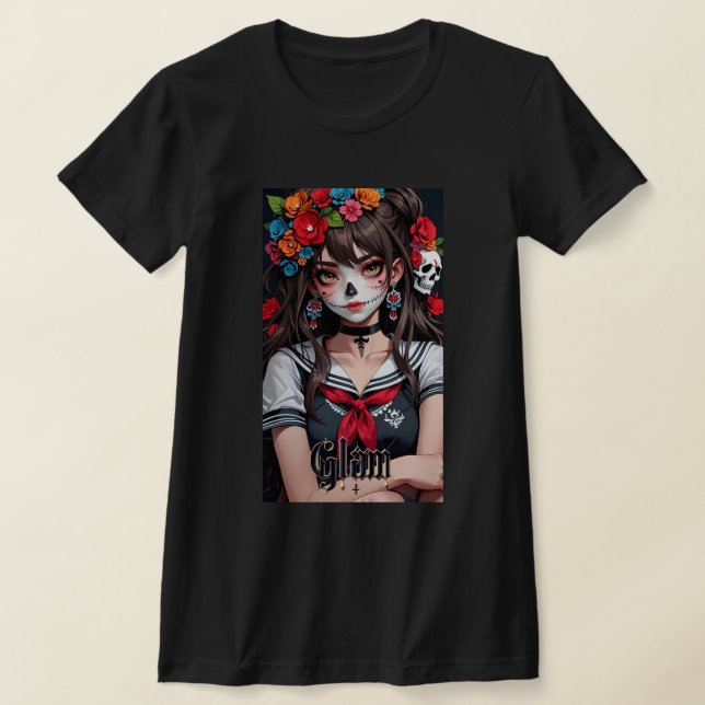 Camiseta Glam Skull Chica Anime Art Manga Shirt 01 (Distribución)
