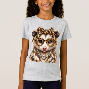 Camiseta Glam Zarigüeya Estampado Leopardo Rhinestone Bouje