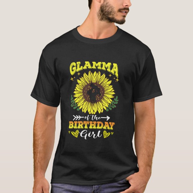 Camiseta Glamma del cumpleaños del Chica Sunflower Par (Anverso)