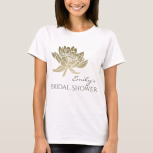 CAMISETA GLAMOROSO LOTUS DE ORO PÁLIDO BRIDAL SHOWER MONOGR