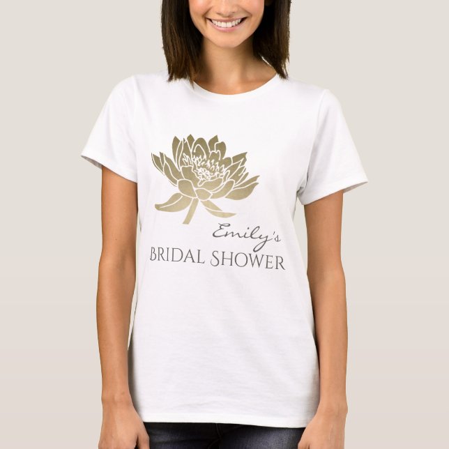 CAMISETA GLAMOROSO LOTUS DE ORO PÁLIDO BRIDAL SHOWER MONOGR (Anverso)