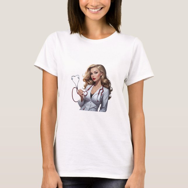 Camiseta Glamorous Doctor with Heart Stethoscope  (Anverso)