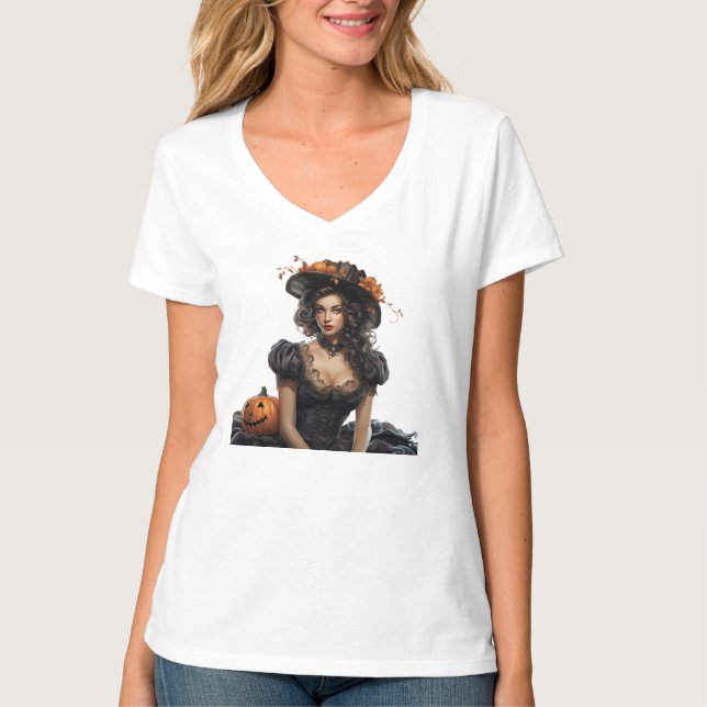 CAMISETA GLAMOROUS HALLOWEEN CHICA DE SUBIDA DE PIN (Anverso)