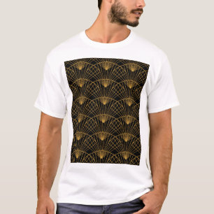 Camiseta Glamour art déco: ventilador dorado.