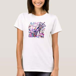 Camiseta glamour de moda diamante de alto talón reina de cu