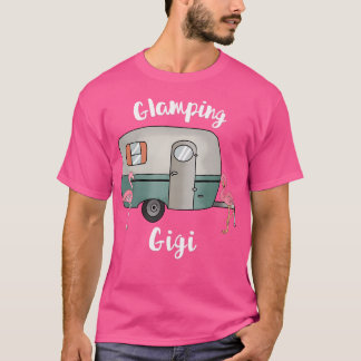Camiseta Glamour Gigi Mujeres Camping Rv Vintage Flamingos