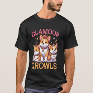 Camiseta Glamour Growls Corgi Realeza Brillo