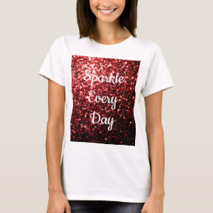 Camiseta Glamour Rojo Oscuro Brillo Centellea todos los día