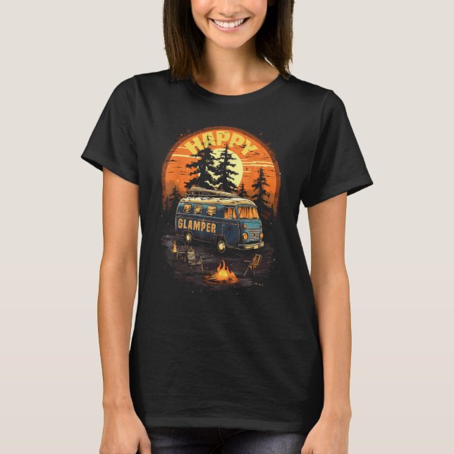 Camiseta Glamper Feliz Caravana Camping Glamping Gráfica Ge (Anverso)