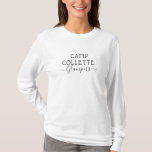Camiseta Glamping Camp Name T-Shirt<br><div class="desc">Nombre del campamento glamping camping fiesta tee. Añade tu nombre de campamento. Perfecto para cumpleaños o fiesta de soltera.</div>