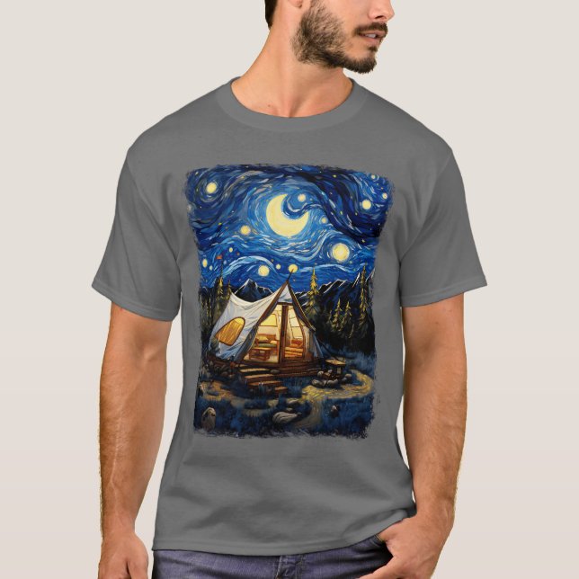 Camiseta Glamping Glamper Camping Camper Starry Night Paint (Anverso)