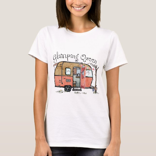 Camiseta Glamping Queen Camper Camping Outdoors T-Shirt (Anverso)