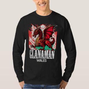 Camiseta Glanaman Gales Bandera galesa Y Ddraig Goch Dragón