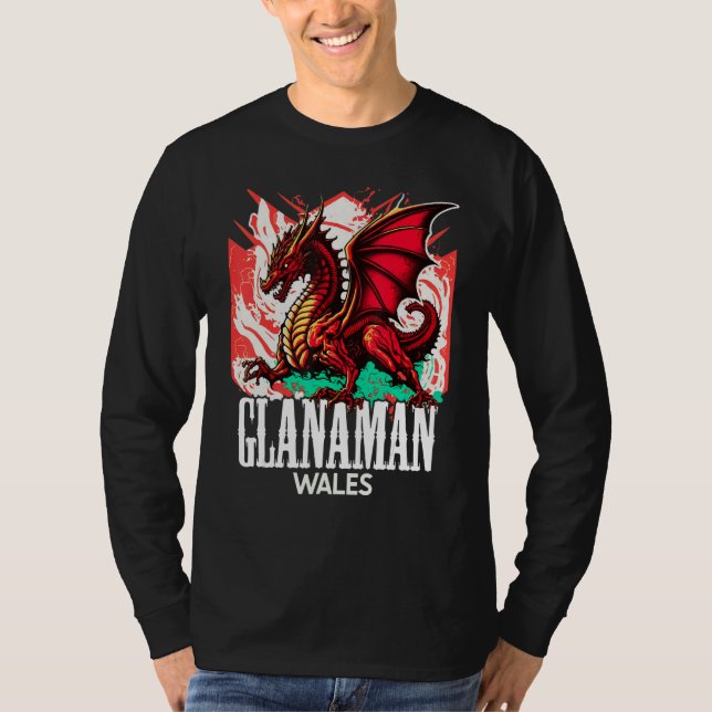 Camiseta Glanaman Wales Welsh Flag Y Ddraig Goch Dragon (Anverso)