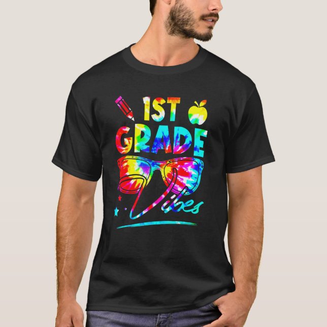 Camiseta Glasas De Tejido De Arco Iris De Primer Grado De V (Anverso)