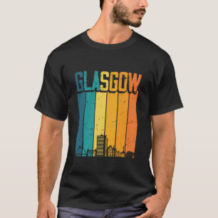 Camiseta Glasgow Escocia Retro Vintage Atardecer Silueta Gl