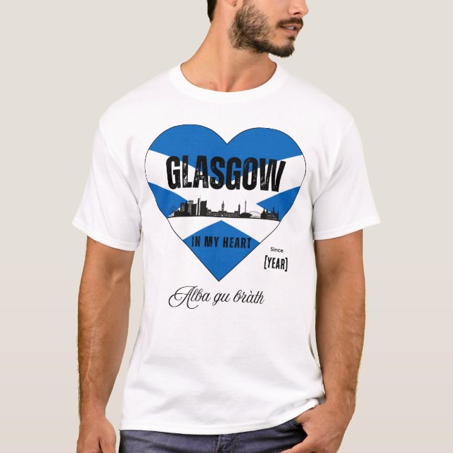 Camiseta Glasgow Escocia Skyline Heart - Desde [Año] (Anverso)