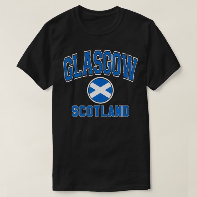 Camiseta Glasgow Escocia Varsity Style Circle Flag (Diseño del anverso)