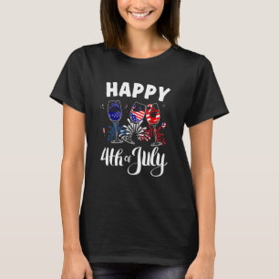 Camiseta Glass De Vino Azul Blanco Rojo Bandera Estadounide