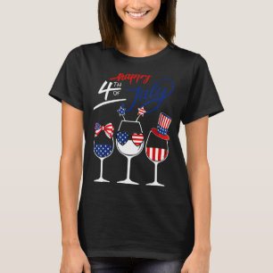 Camiseta Glass De Vino Azul Blanco Rojo Bandera Estadounide