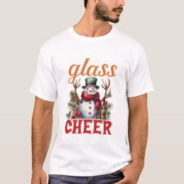 Camiseta Glass of Cheer Christmas Funny Snowman Wine Lover