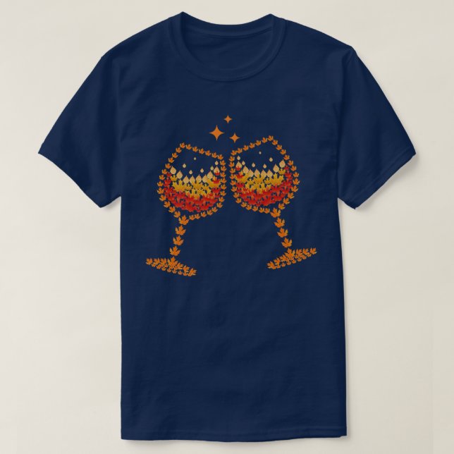 Camiseta Glass Of Wine Maple Leaf Autumn Fall Funny Drink W (Diseño del anverso)