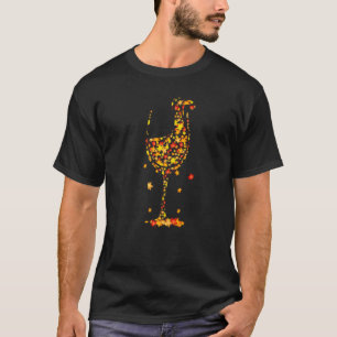 Camiseta Glass Of Wine Maple Leaf Ototumt Fall Wine Thanksg